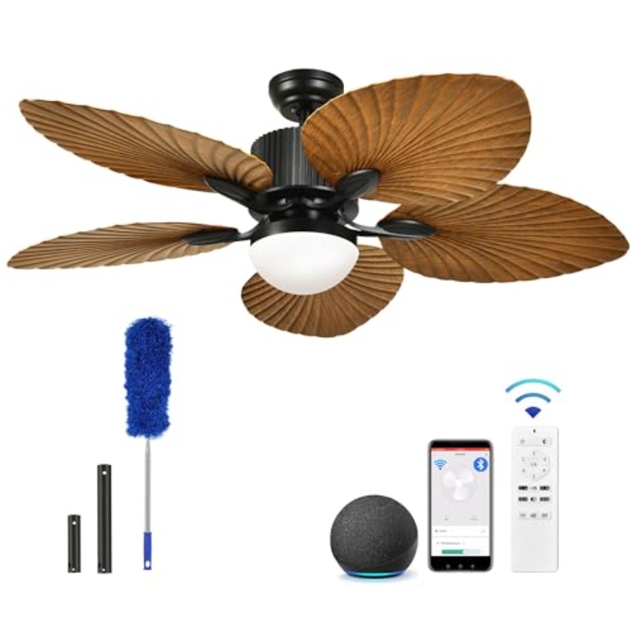 Smart Ceiling Fan - Tropical Ceiling Fan with Lights, 3