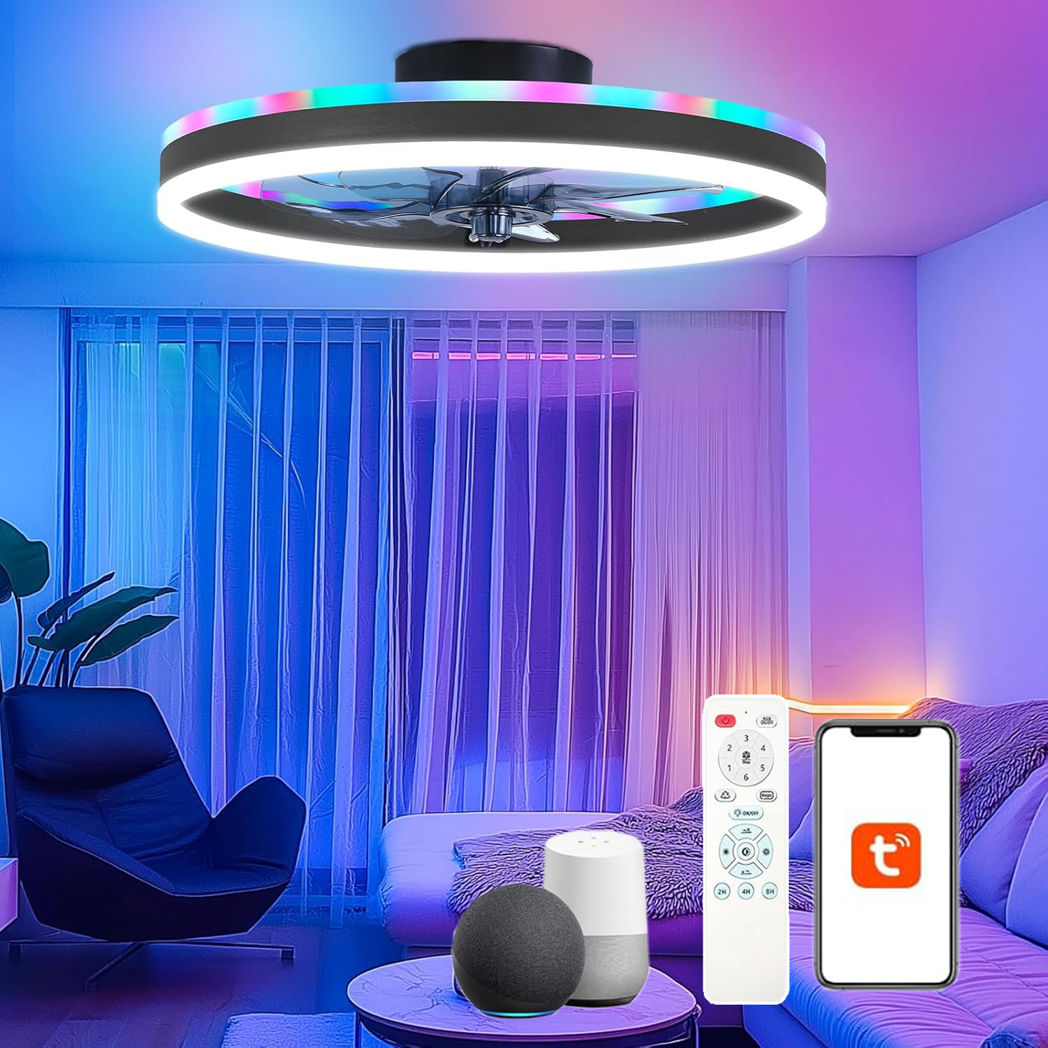 RGB Smart Ceiling Fan Light 6- - огляд і ціна Smart Ceiling Fan