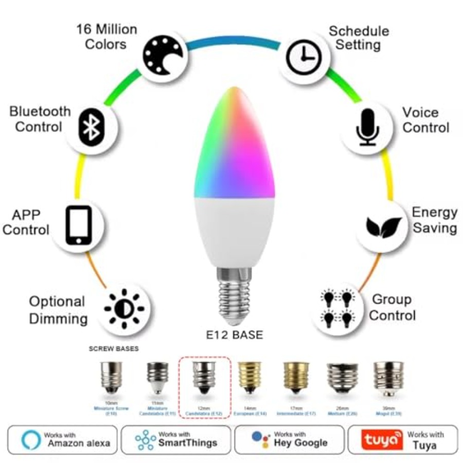 Candelabra Smart Light Bulbs 6 - огляд і ціна Smart Home Lighting